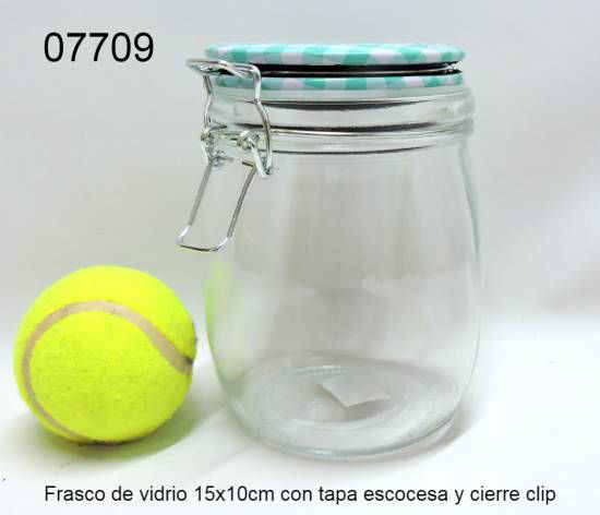 Imagen de FRASCO DE VIDRIO CON TAPA ESCOCESA Y CIERRE CLIP 15X10CM 8.25